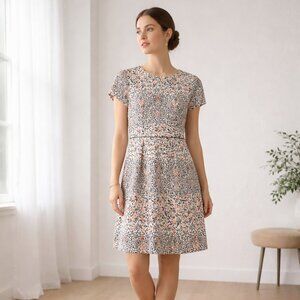 H&M Fit & Flare Dress Floral Paisley Print Short Sleeve with Pockets